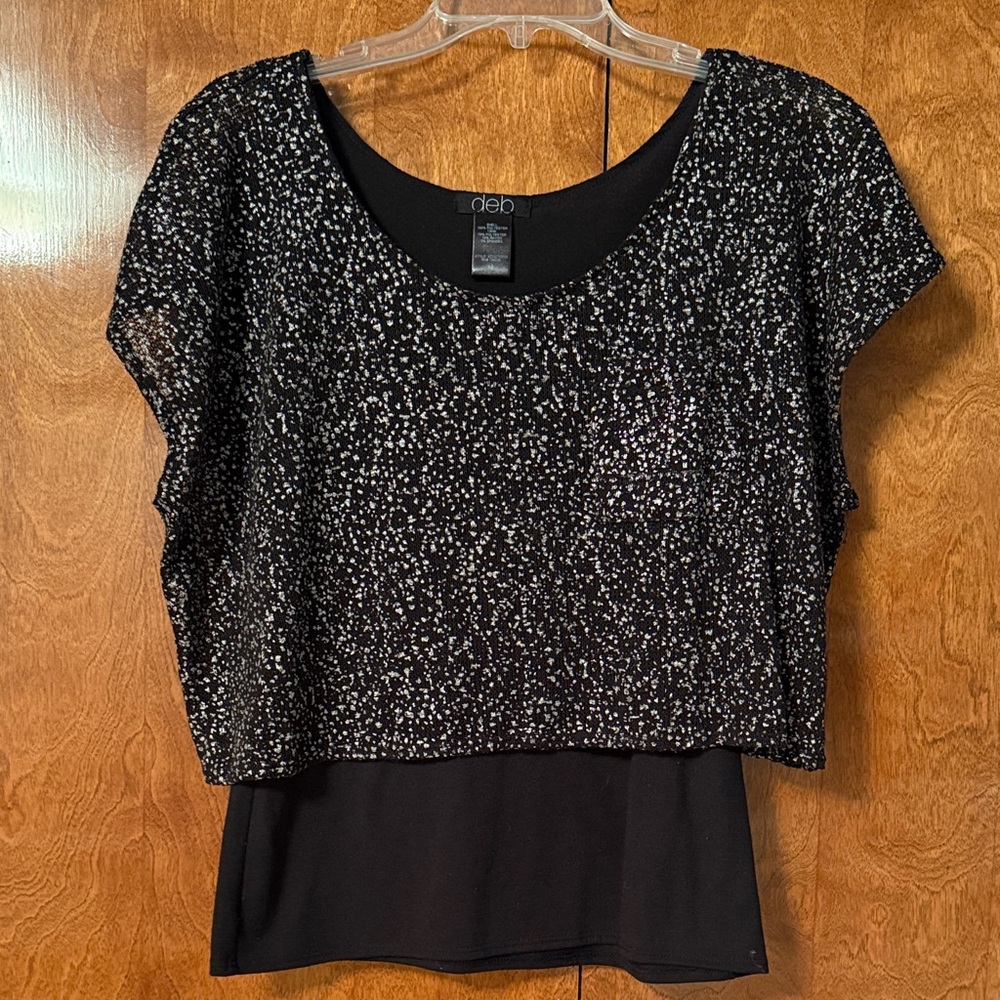 Deb Sparkling Black and Silver Blouse